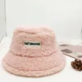 Rosa Teddyfleece Bucket Hat Winter Warme Flauschige Fisherman Hut Bestickte Freizeithut - Verstellbar / Kinder Rosa
