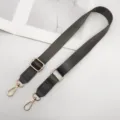 Verstelbare nylon tassenriem vervanging met lederen uiteinden en gouden hardware voor tassen. - donkergrijs
