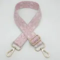 Tracolla di ricambio ricamata regolabile in tela borsa spalla cinghia con hardware dorato - Beige/Rosa Carne