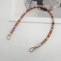 Colorful short bag strap detail, vibrant beaded design with gold clasps for handbags. - Silver Hook / Red Yellow