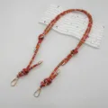 Colorful woven bag strap replacement ethnic style shoulder crossbody phone lanyard with metal hooks - Orange Dark Purple