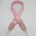 Stylish pink floral pattern replacement handbag strap with adjustable gold hardware detail. - Style 1