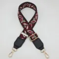 Tracolla per borsa larga di ricambio 3.8cm jacquard con pelle PU e accessori hardware dorati - Nero Rosso Vino + Pelle Nera