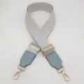 Wide woven bag strap with ethnic embroidery, adjustable shoulder strap replacement accessory. - Beige Pink Light Blue + Light Blue Leather