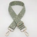 Tracolla tessuta regolabile con motivo geometrico e accessori in metallo dorato. - Beige Verde Smorto