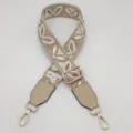 Tracolla di ricambio in tessuto intrecciato, cinghia regolabile da 3.8cm con pelle PU. - Beige Albicocca + Pelle Albicocca