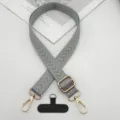 Tracolla per telefono intrecciata con lunghezza regolabile, fibbie e patch universale. - Pad Stile T / Grigio chiaro