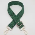 Woven embroidered geometric pattern bag strap adjustable shoulder cross body accessory - Silver Hook / Black and Bright Green