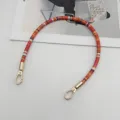 Colorful 40cm short braided bag strap replacement accessory with gold metal clasps for purse. - Orange Dark Purple
