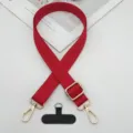 Tracolla per telefono in tessuto rosso, regolabile con parti dorate e patch universale. - Pad Stile T / Rosso