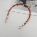 Colorful short bag strap 40cm beaded handbag handle replacement gold metal clasps chic - Silver Hook / Orange Ginger Yellow