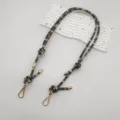 Bohemian style woven replacement bag strap and phone lanyard with gold hardware and clasps. - Deep Lake Blue
