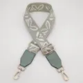 Dettagli della tracolla per borsa larga di ricambio con motivo jacquard, pelle PU e parti metalliche. - Base Beige Verde Matcha + Pelle Verde Matcha