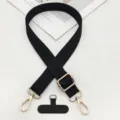 Tracolla per telefono in tessuto nero con fibbia regolabile e linguetta universale. - Pad Stile T / Nero