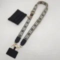 Verstellbarer Umhängehandygurt mit kleiner Münztasche, stilvolles gewebtes Lanyard Zubehör. - Schwarzes Leder Silberhaken Set / Beige-Schwarz