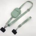 Detachable nylon mini coin purse crossbody phone strap adjustable lanyard for daily use. - With Gasket Ring / Green