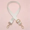 Verstelbare nylon tassenriem 2.5cm breed vervanging schouderband met gouden hardware voor handtas. - Zilveren Haak / Wit