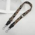 Vervangende tassenriem, verstelbare nylon schouderriem met geometrisch patroon, 2,5 cm. - Zilveren Haak / Zwart Bruin met Zwart Leer