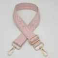Rosa ancho bolso correa de repuesto con herrajes dorados ajustable cruzado tejido estilo - Rosa Cereza Con Borde De Arroz