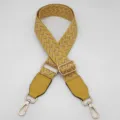 Ανταλλακτικό λουρί τσάντας 3.8cm πλατύ ρυθμιζόμενο κίτρινο ζιγκ-ζαγκ υφαντό χιαστί - Ασημένιο Άγκιστρο / Kitrino
