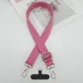 Correa de teléfono cruzada rosa ajustable, bandolera de reemplazo con detalles metálicos. - Gancho Plateado + Junta T / Rosa rojo