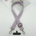 Correa de teléfono cruzada morada ajustable con herrajes metálicos y lengüeta para uso diario. - Gancho Gunmetal + Junta T / Púrpura