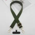 Correa cruzada para teléfono móvil ajustable de color sólido lona de repuesto con herrajes dorados. - Gancho Dorado + Junta T / Verde Oscuro