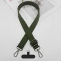 Correa cruzada para teléfono verde oscuro ajustable con ganchos metálicos y lengüeta. - Gancho Gunmetal + Junta T / Verde Oscuro