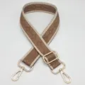 Correa de bolso tejida ancha de repuesto ajustable para hombro con accesorios dorados - Borde Beige Caqui Oscuro