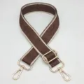 Correa de hombro de lona ajustable de repuesto con patrón clásico y herrajes dorados - Coffee with Beige Edge