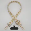 Tracolla per telefono in tessuto regolabile con ricamo di grano e fibbie metalliche, universale. - Pad Stile T / Bianco Giallo