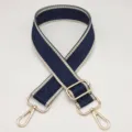Correa de bolso tejida ancha de reemplazo elegante con ganchos de metal dorado brillante. - Borde Arroz Azul Oscuro