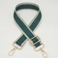Correa de bolso de repuesto de lona, longitud ajustable, herrajes dorados. - Gancho Plateado / Verde con borde beige