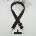 Correa de telefono movil marron ajustable con herrajes dorados y lengueta para movil. - Gancho Dorado + Junta T / Marrón Oscuro