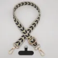 Tracolla regolabile per telefono con ricamo di grano vintage e linguetta universale. - Pad Stile T / Beige-Nero