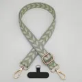 Correa de teléfono tejida retro con bordado de trigo y herrajes de metal dorado. - Almohadilla Estilo T / Verde Matcha