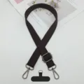 Correa ajustable marrón oscuro cruzada para teléfono móvil con hebillas y lengüeta fijación. - Gancho Gunmetal + Junta T / Marrón Oscuro