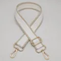 Correa de hombro ajustable de lona de repuesto para bolso con herrajes metalicos dorados. - Borde Albaricoque Blanco