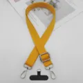 Correa de hombro amarilla ajustable para teléfono bolso de repuesto con lengüeta. - Gancho Plateado + Junta T / Amarillo