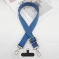 Correa de hombro de repuesto cruzada para teléfono móvil de lona azul ajustable con herrajes. - Gancho Dorado + Junta T / Azul