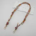 Colorful Woven Bag Strap Replacement Ethnic Style Crossbody Lanyard Detail Display - Silver Hook / Yellow