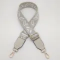 Tracolla per borsa in jacquard tessuto 3.8cm di larghezza regolabile con pelle PU - Fondo Beige Grigio Chiaro Bianco con Pelle Bianco Sporco