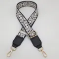 Adjustable retro ethnic printed bag strap replacement, versatile crossbody accessory. - Ethnic Black Beige + Black Leather