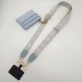 Helleblaue gewebte Handykette Gurt Detail mit kleiner Münztasche und Goldbeschlag. - Goldhaken-Set / Hellblau
