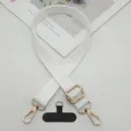Tracolla per telefono intrecciata regolabile con fibbie in metallo e linguetta. - Pad Stile T / Bianco