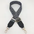 Black and white geometric pattern replacement bag strap adjustable crossbody strap accessory. - Black White Spiral + Black Leather