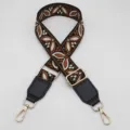 Ampia tracolla borsa tessuta di ricambio regolabile con estremità in pelle PU nuova. - Base Nera Marrone + Pelle Nera