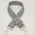 Tracolla per borsa ricamata regolabile, motivo geometrico, elegante cinghia di ricambio. - Beige e Grigio Scuro Grigio Chiaro