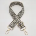 Correa de lona ajustable para bolso de 3.8cm de ancho bandolera de repuesto con hebilla dorada - Beige Negro