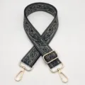 Correa de reemplazo para bolso de lona ajustable ancha cruzada con hebillas metalicas - Gancho Plateado / Fondo Negro Beige Verde